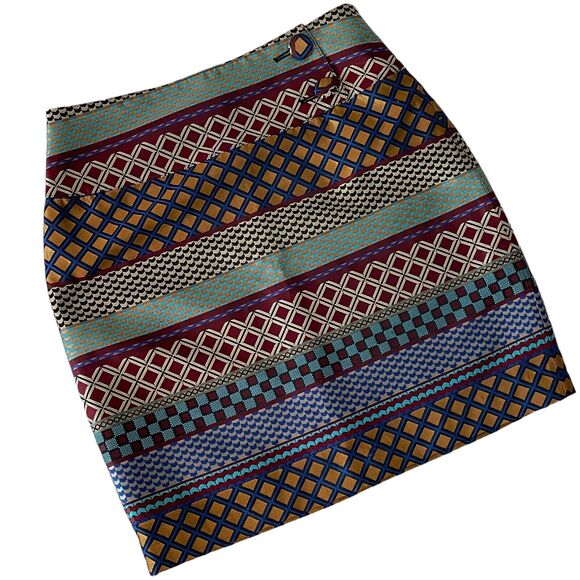 Anthropologie Maeve Audra Metallic Geometric Striped Straight Pencil Skirt - Picture 3 of 7